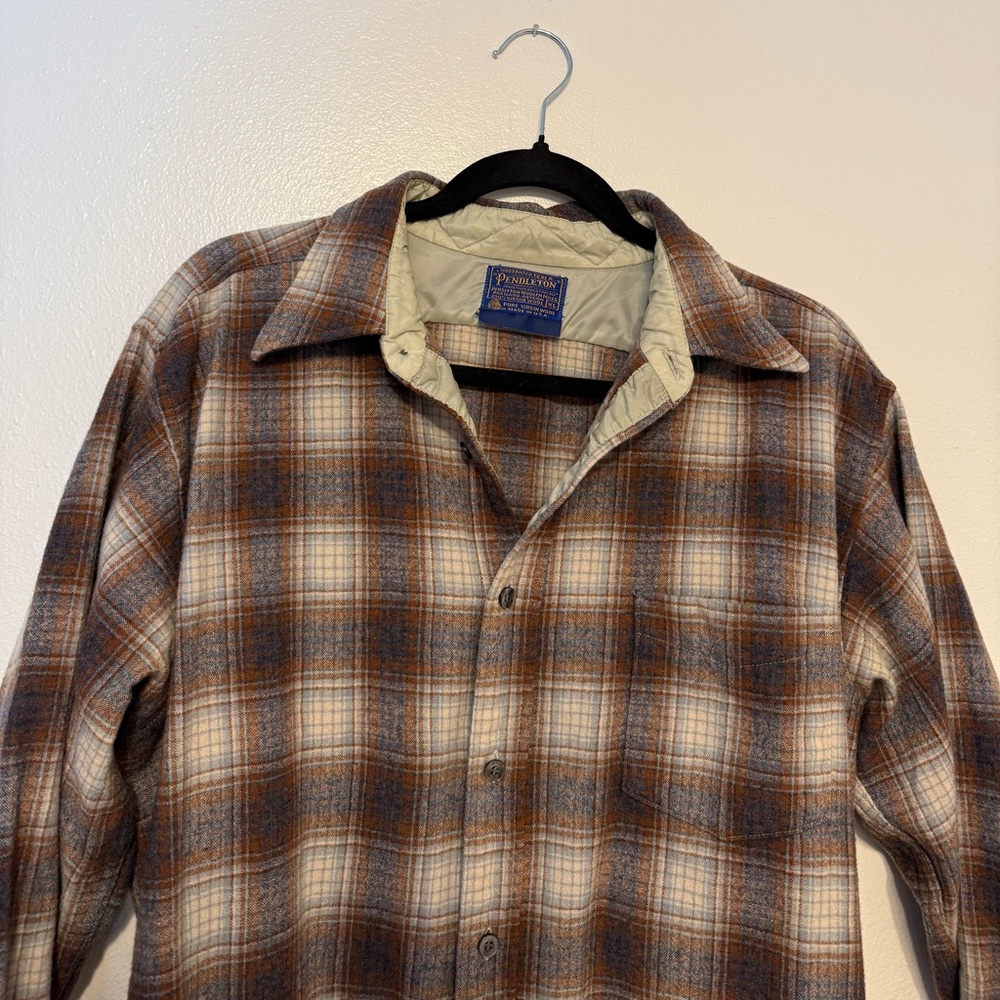Pendleton Brown Plaid Wool Shirt - image 4